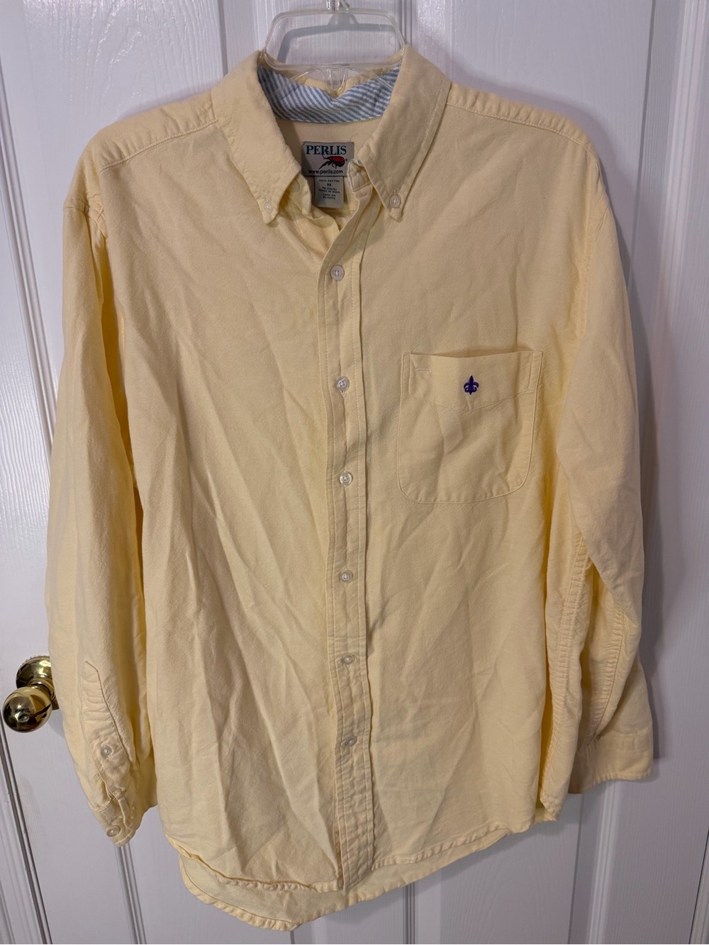 Perlis Men's Pale Yellow Button-Down Shirt